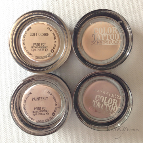 DUPE ALERT: Maybelline Color Tattoos in Just Beige and Nude Pink vs. MAC  Pro Longwear Paint Pots in Soft Orche and Painterly